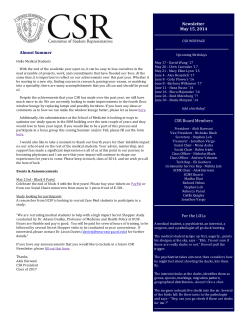 May 15, 2014 CSR Newsletter - Case Med Committee of Student