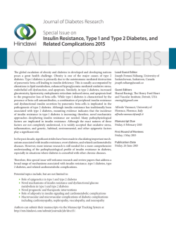 Journal of Diabetes Research Special Issue on Insulin Resistance