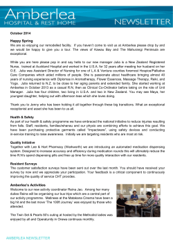 Amberlea Hospital and Rest Home Newsletter October 2014