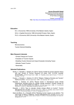 Jaume Rossell&oacute; Nadal Education Teaching Main Research Interests