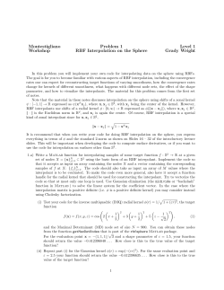 Montestigliano Problem 1 Level 1 Workshop RBF Interpolation on