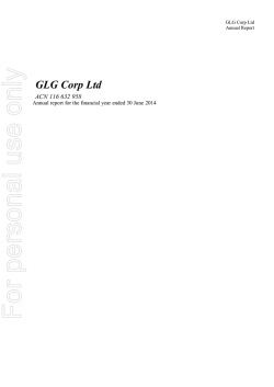 GLG Corp Ltd - Australian Securities Exchange