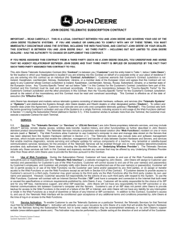 JOHN DEERE TELEMATIC SUBSCRIPTION CONTRACT