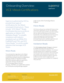 Onboarding Overview: VCE Vblock Certifications