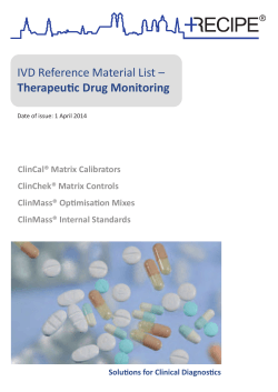IVD Reference Material List - RECIPE Chemicals + Instruments GmbH