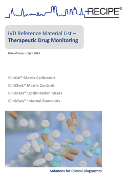 IVD Reference Material List - RECIPE Chemicals + Instruments GmbH
