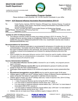 Seasonal Influenza Vaccination