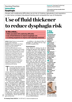 Use of fluid thickener to reduce dysphagia risk