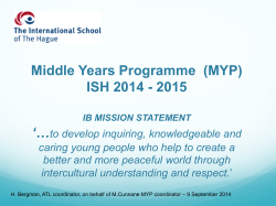 Middle Years Programme (MYP) ISH 2014 - 2015