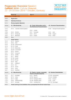 Programme Overview (Speaker) CellMAT 2014