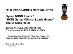Gynae NSSG Leads / &ldquo;NCIN Gynae Clinical Leads Group&rdquo; The St