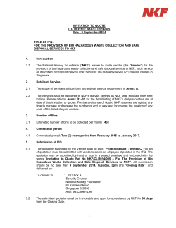 INVITATION TO QUOTE ITQ REF NO: NKF/CL/2014/005 Date : 3