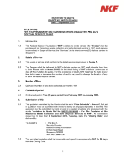 INVITATION TO QUOTE ITQ REF NO: NKF/CL/2014/005 Date : 3