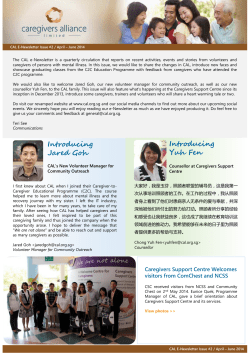 CAL e-News issue no.2 - Caregivers Alliance Limited