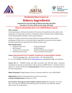 Short Course on Bakery Ingredients December 8-10 2014