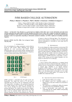 IVRS BASED COLLEGE AUTOMATION