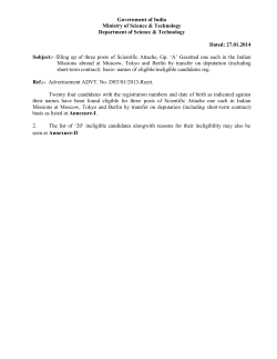RESULT: Filling up three post of Scientific Attache on deputation