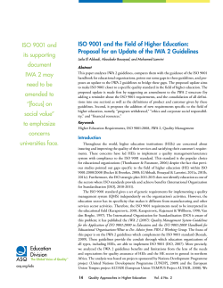 ISO 9001 and the Field of Higher Education: Proposal for an