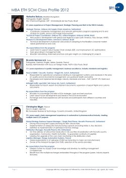 Class Profile 2012 - MBA, Supply Chain Management, SCM, ETH