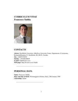 CURRICULUM VITAE Francesco Taddia CONTACTS PERSONAL
