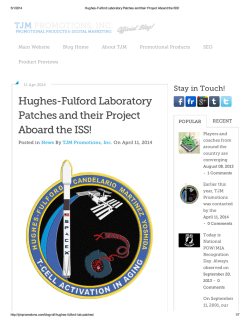 Hughes-Fulford Laboratory Patches and their Project Aboard the ISS!
