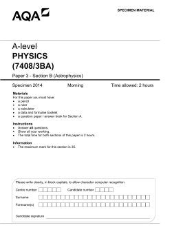 A-level Physics Specimen question paper Paper 3: Section B