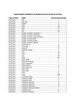 SANCTIONED STRENGTH OF ODISHA POLICE AS ON 01.04.2014