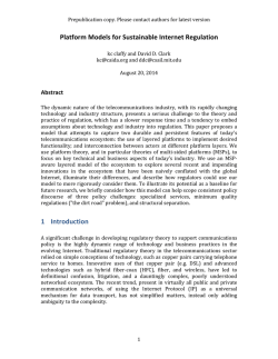 Platform Models for Sustainable Internet Regulation 1 Introduction