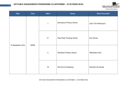 IDP PUBLIC ENGAGEMENTS PROGRAMME (15 SEPTEMBER &ndash; 14