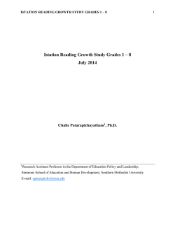 Istation Reading Growth Study Grades 1 &ndash; 8 July 2014