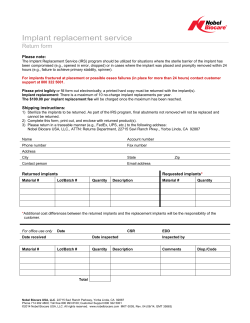 Implant Replacement Service (IRS) form