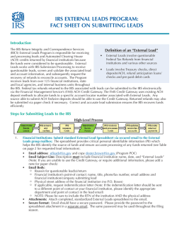 IRS EXTERNAL LEADS PROGRAM: FACT SHEET ON