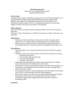 ISU Beekeeping Club Minutes for the meeting of April 23, 2014