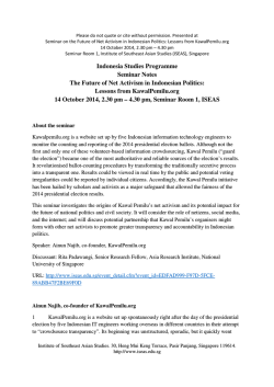 Indonesia Studies Programme Seminar Notes The Future of