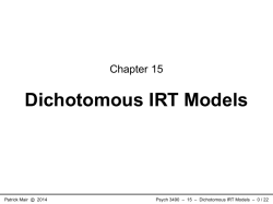 Unit 15 - Dichotomous IRT