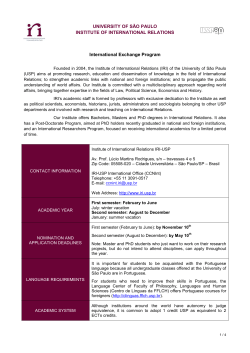 INSTITUTE OF INT Internationa UNIVERSITY OF S&Atilde;O - IRI-USP
