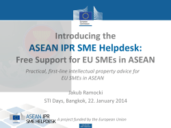 China IPR SME Helpdesk Stakeholder Meeting - ASEAN