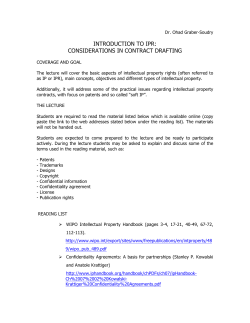 INTRODUCTION TO IPR: CONSIDERATIONS IN CONTRACT