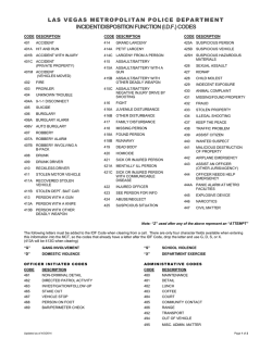 INCIDENT/DISPOSITION FUNCTION (I.D.F.) CODES