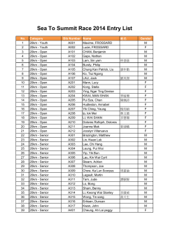 Sea To Summit Race 2014 Entry List