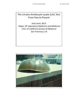 The Limulus Amebocyte Lysate (LAL) Test: From Past to Present