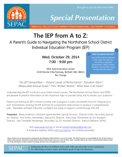 The IEP from A to Z: - Northshore School District