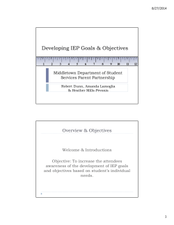 IEP Goals and Objectives Presentation May 28, 2014