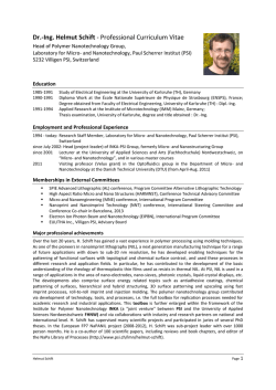 Dr.-Ing. Helmut Schift - Professional Curriculum Vitae