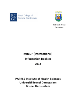 MRCGP [INT] BOOKLET 2014 - Universiti Brunei Darussalam