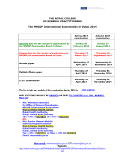 2014 Dates - MRCGP Int-Dubai Examx