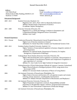 Konrad J Karczewski, Ph.D. Educational Background: 2009