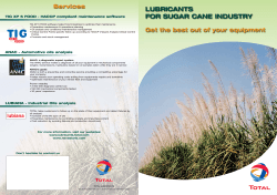 LUBRICANTS FOR SUGAR CANE INDUSTRY