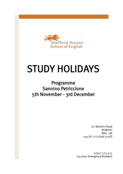 STUDY HOLIDAYS - Sannino