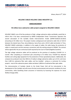 HELLENIC CABLES HELLENIC CABLE INDUSTRY S.A.